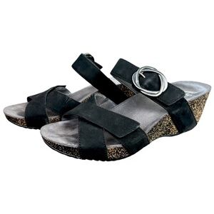 Dansko‎ Susie Milled Nubuck Leather Wedge Platform Slide Sandal in Black. Sz 38